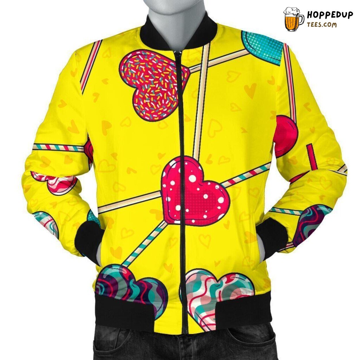 Sweet Heart Lollipop Tribute Men’s Bomber Jacket Unique Pattern Design Art