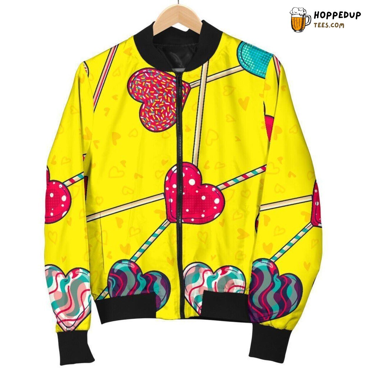 Sweet Heart Lollipop Tribute Men’s Bomber Jacket Unique Pattern Design Art