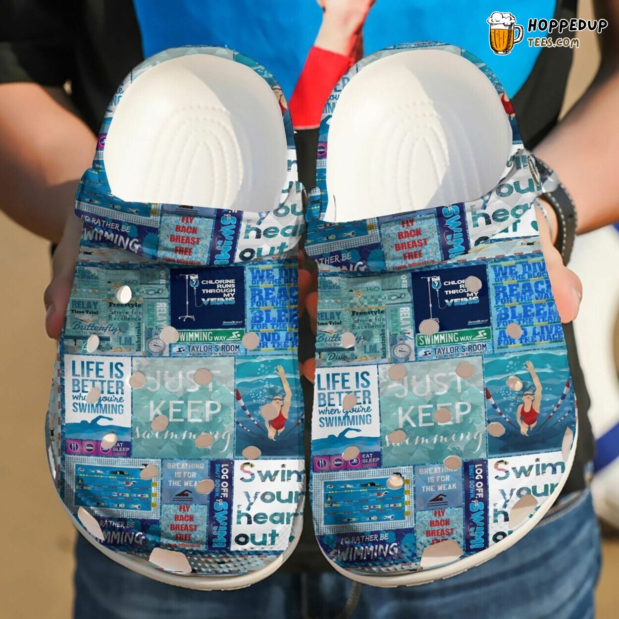 Swimming Aquaholic Poor Themed Lover Gift Comfortable Rubber Clogs