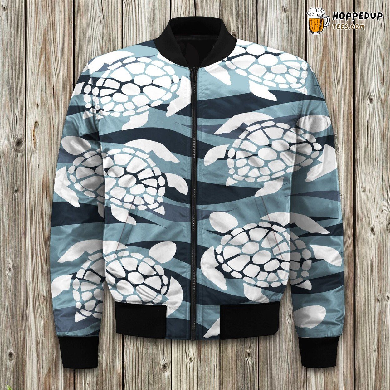 Swimming Sea Turtles Blue Bomber Jacket