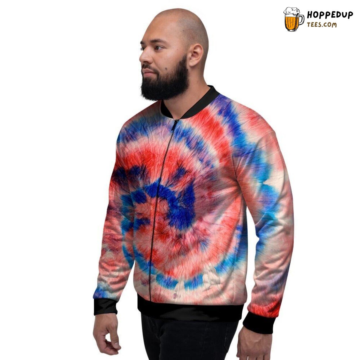 Swirl Batik Design Tie Dye Men’s Bomber Jacket Colorful Artistic Fabric Style
