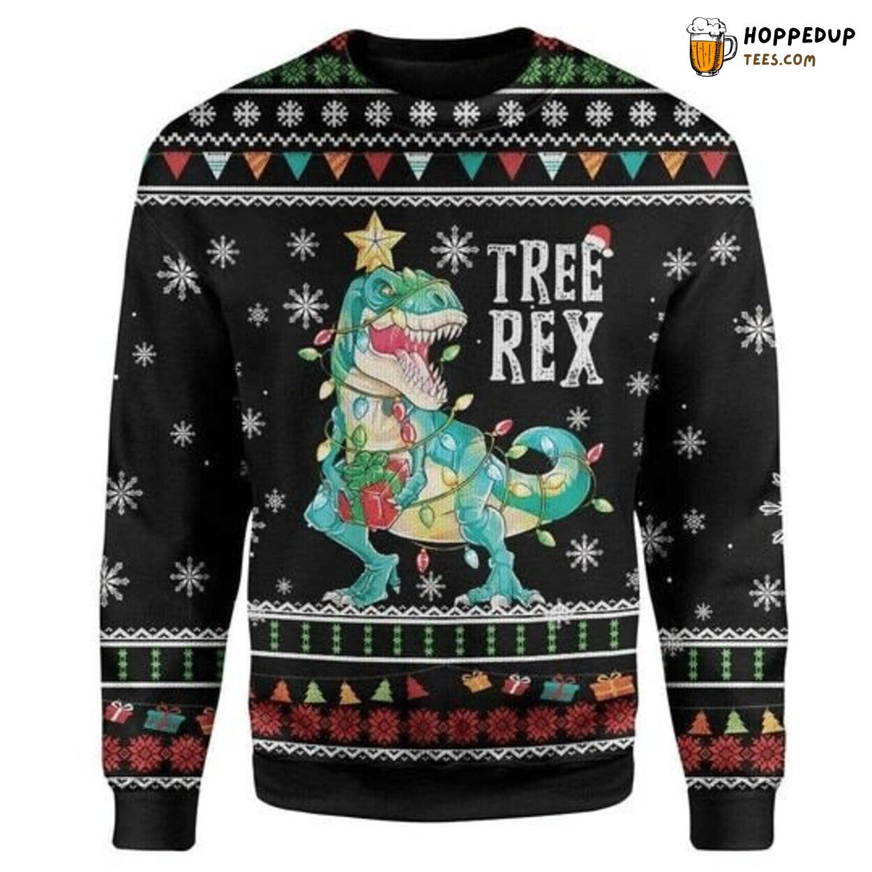 T Rex Dinosaur Ugly Christmas Sweater Knitted Festive Winter Design