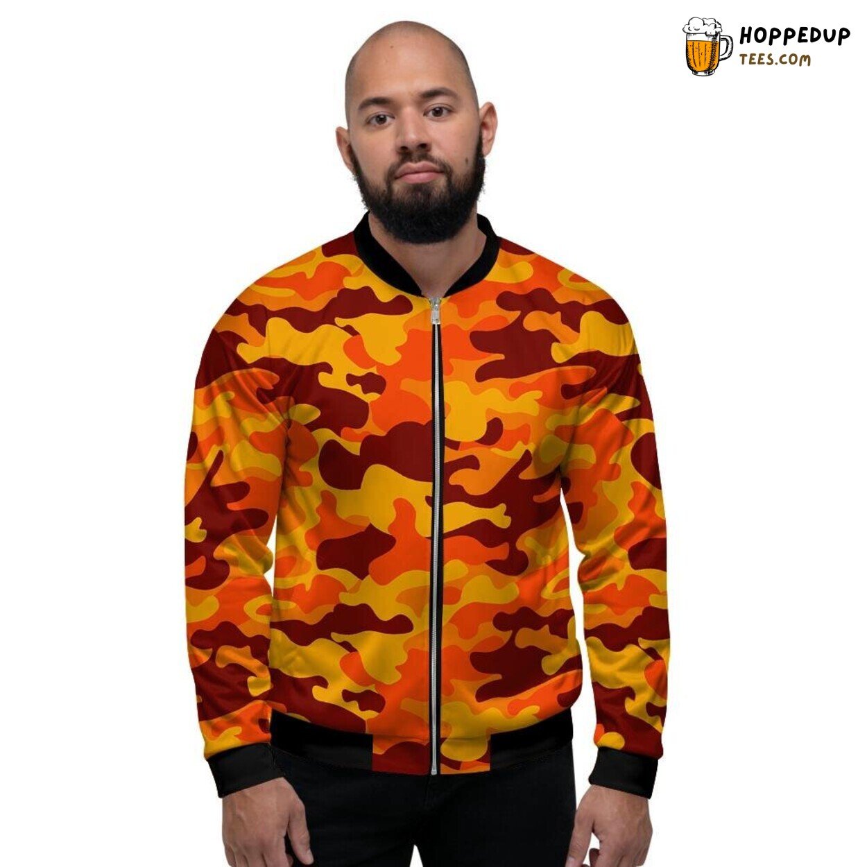 Tactical Orange Camouflage Pattern Men’s Bomber Jacket Military Art Display