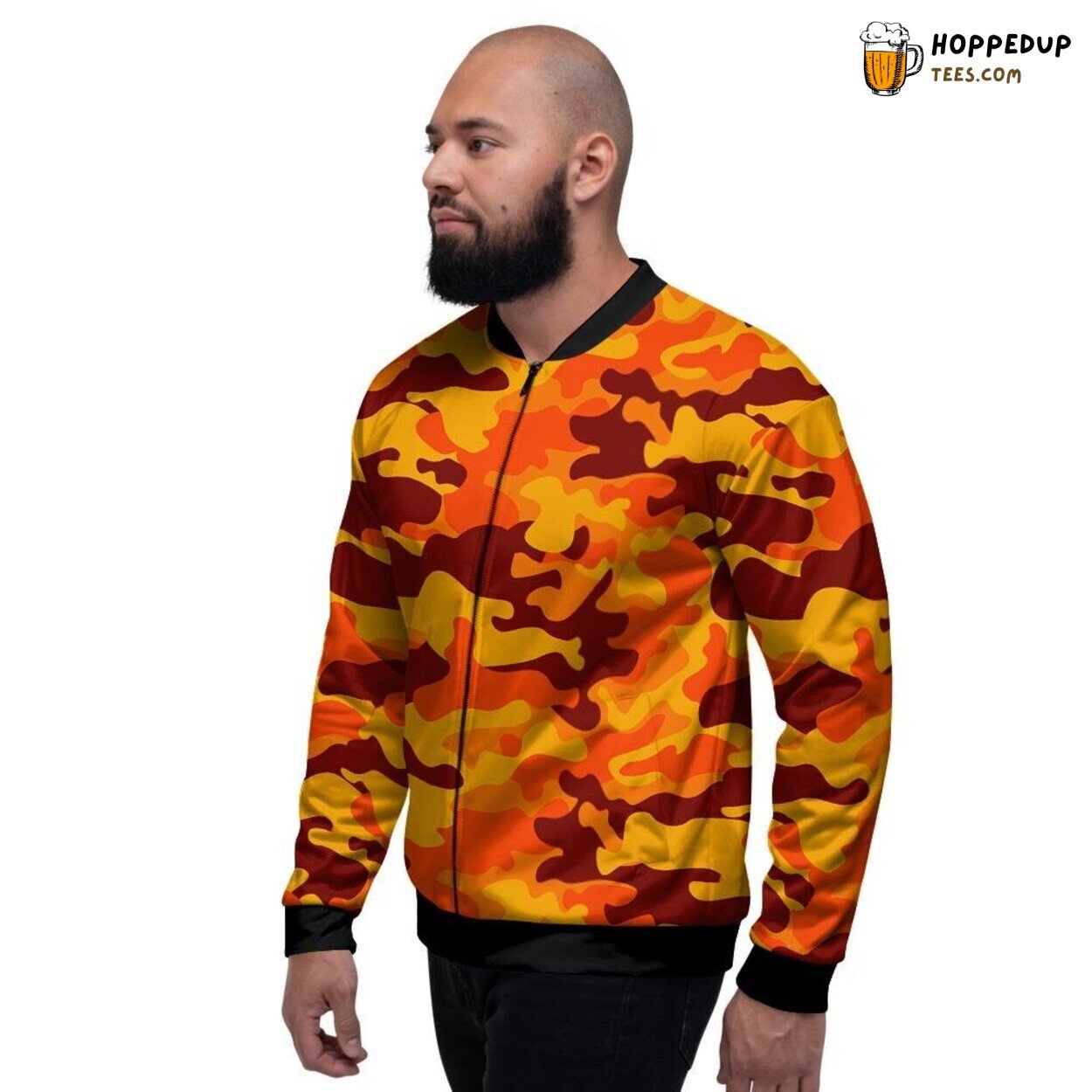 Tactical Orange Camouflage Pattern Men’s Bomber Jacket Military Art Display