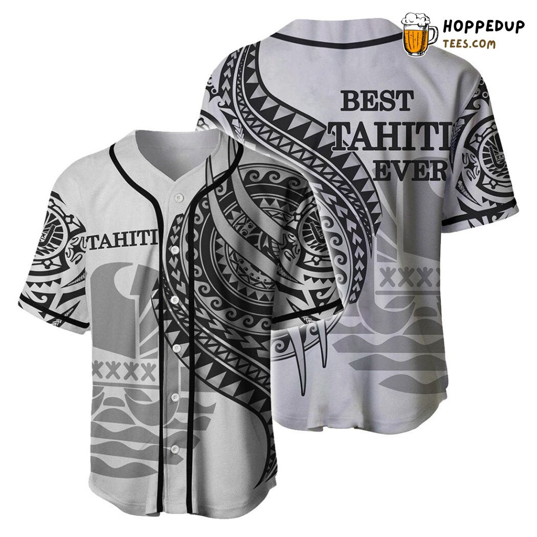 Tahiti Black Color Polynesian Patterns Best Tahiti Ever Baseball Tee Jersey Shirts 3D