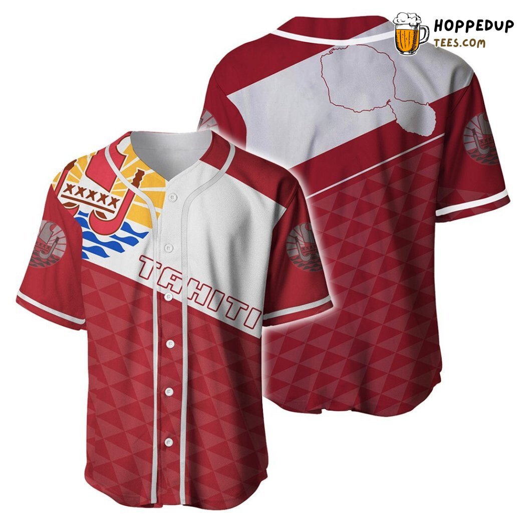 Tahiti Flag Stroke Style Baseball Tee Jersey Shirts 3D