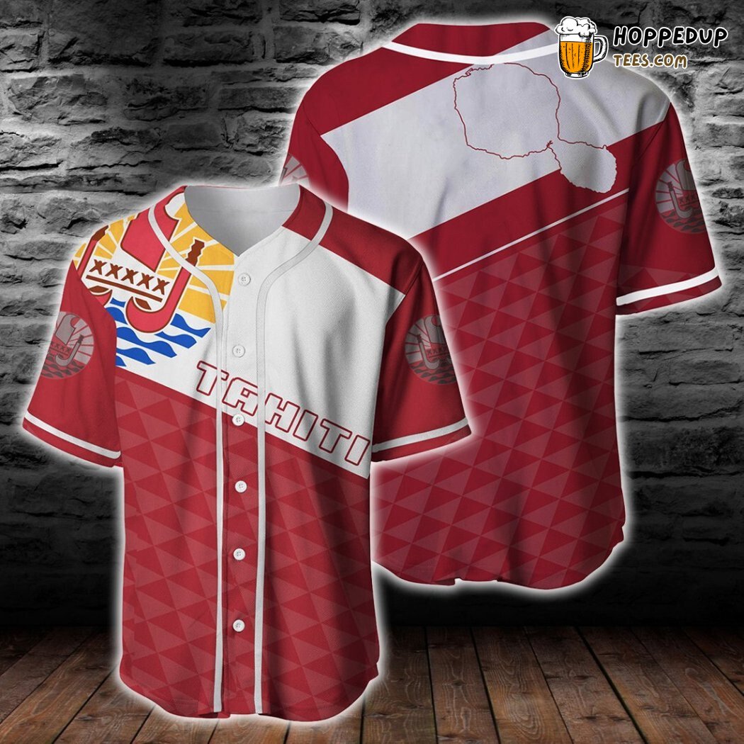 Tahiti Flag Stroke Style Baseball Tee Jersey Shirts 3D