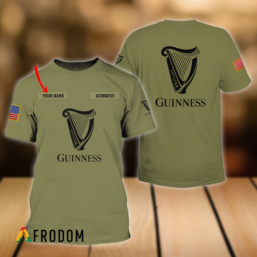 Tailored Guinness Beer TShirt in Striking Military Green HU