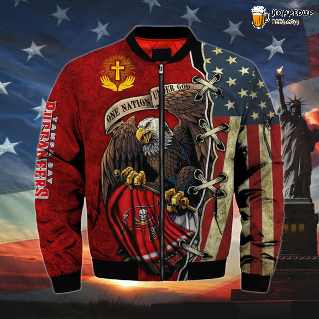 Tampa Bay Buccaneers Bomber Jacket Men Series One Nation Under God Look Design