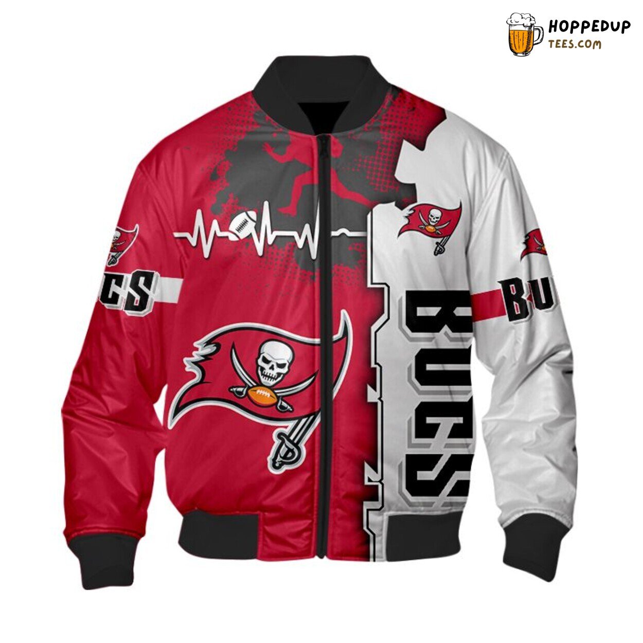 Tampa Bay Buccaneers Heart ECG Line Bomber Jacket Elite Men Collection