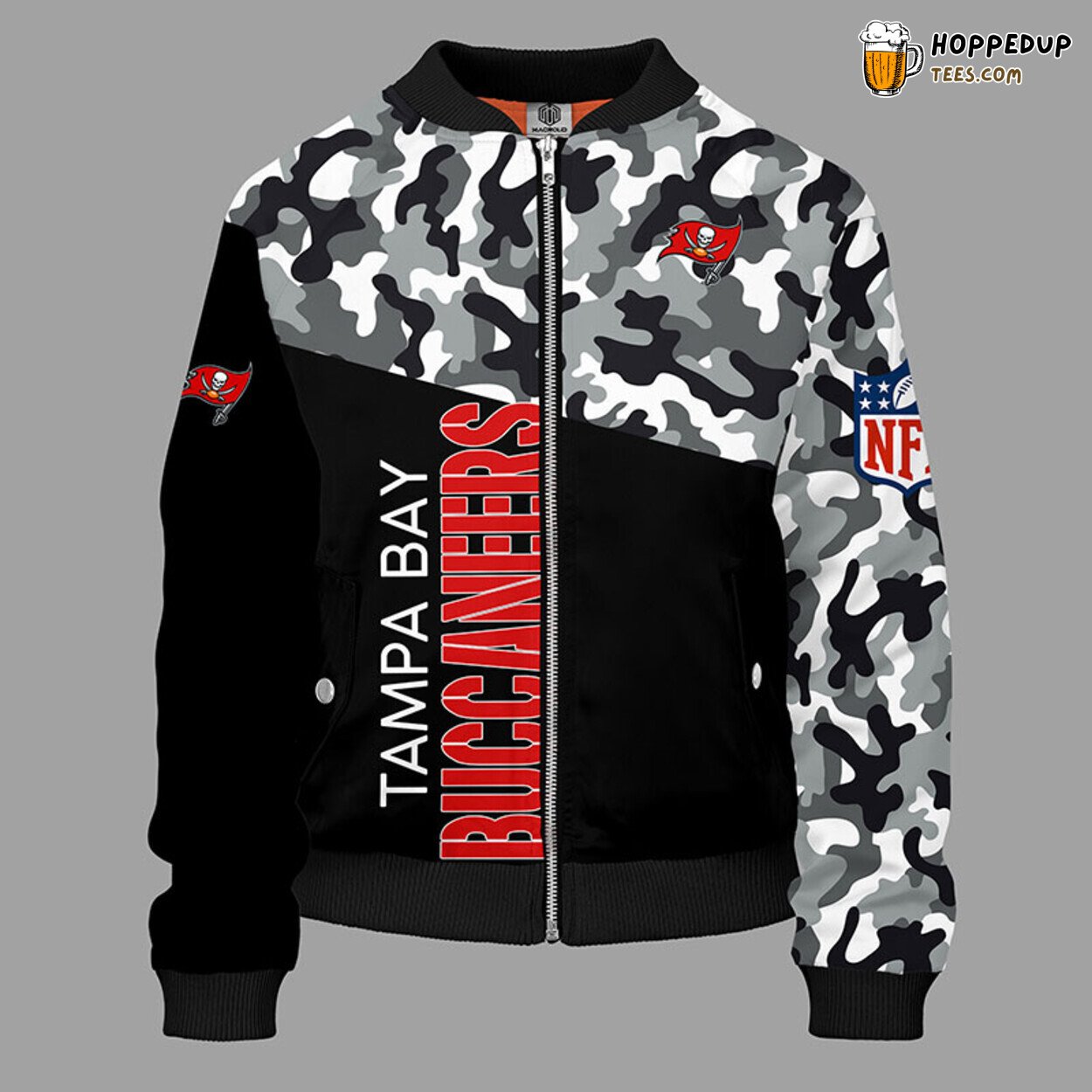 Tampa Bay Buccaneers NFL Camouflage Black Bomber Jacket Theme