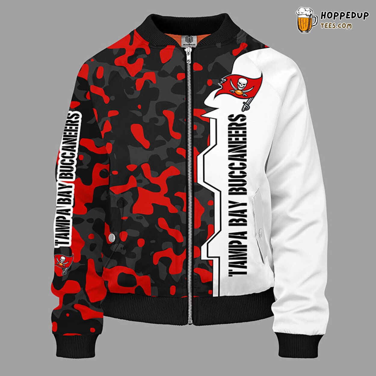 Tampa Bay Buccaneers NFL Camouflage Red Distinct Bomber Jacket Look