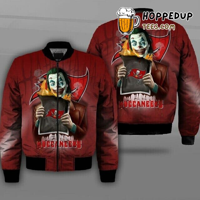 Tampa Bay Buccaneers NFL Joker Motif Red Bomber Jacket Edge