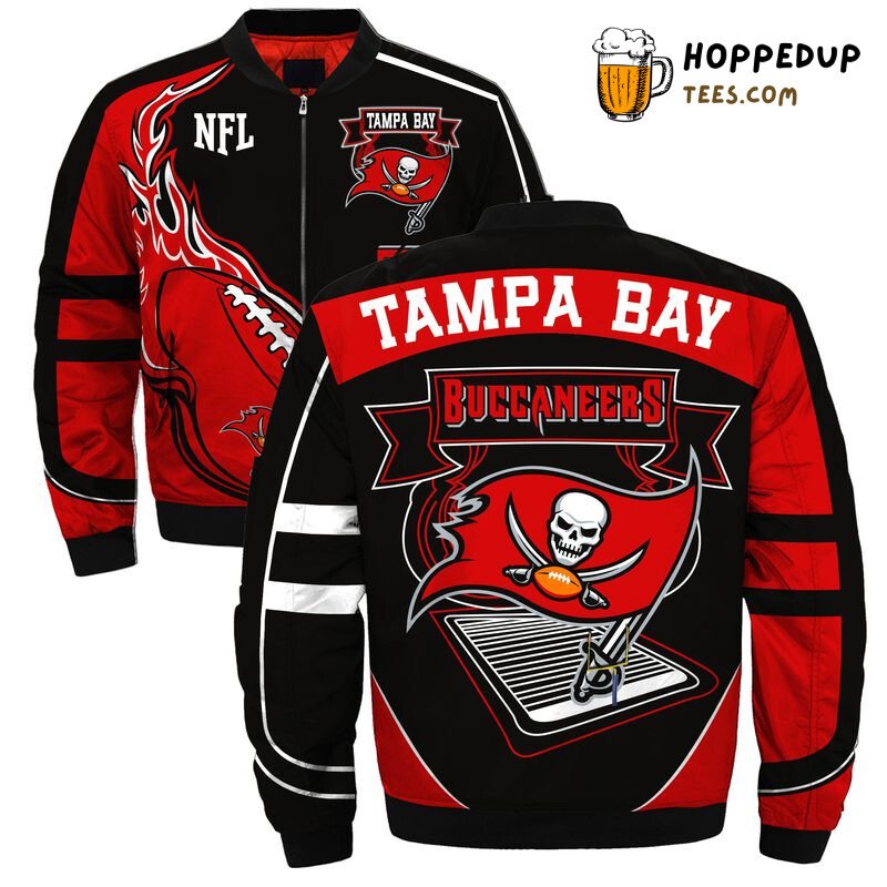 Tampa Bay Buccaneers NFL Red Black Energized Bomber Jacket Look