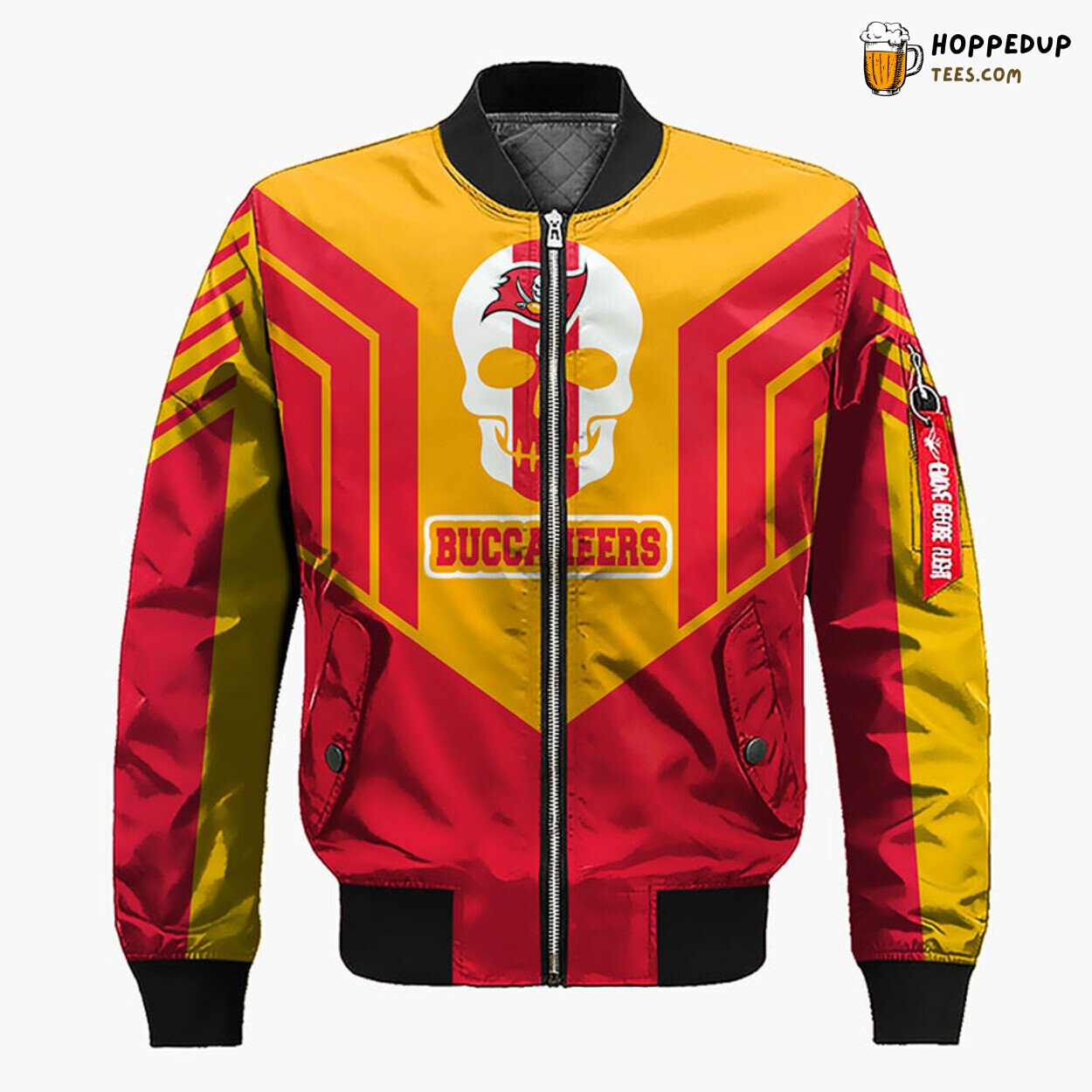 Tampa Bay Buccaneers NFL Skull Red Yellow Bomber Jacket Look