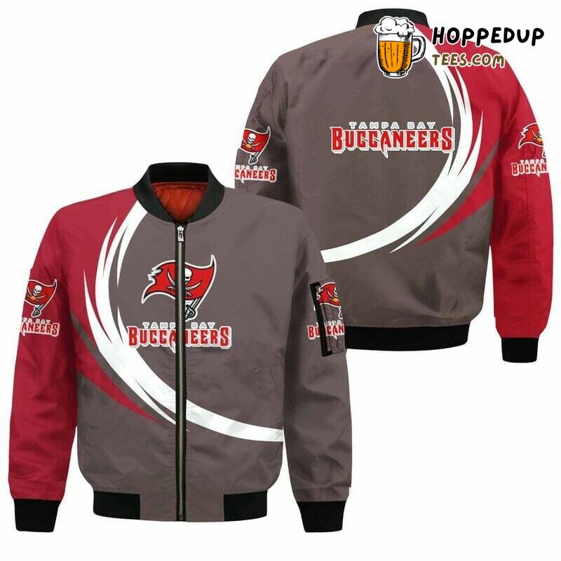 Tampa Bay Buccaneers NFL Stylish Grey Red Bomber Jacket Trim