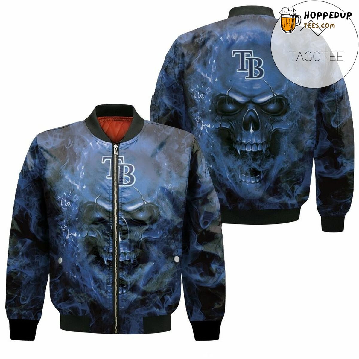 Tampa Bay Rays MLB Bold Skull Motif Bomber Jacket Exclusive