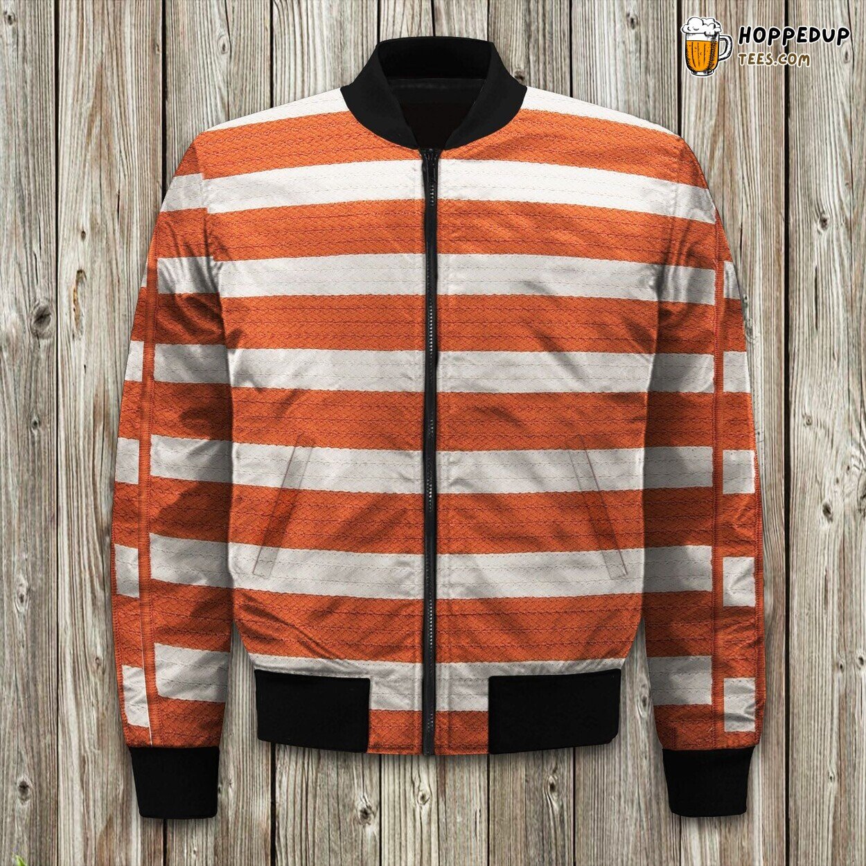 Tangerine Stripe Bomber Jacket