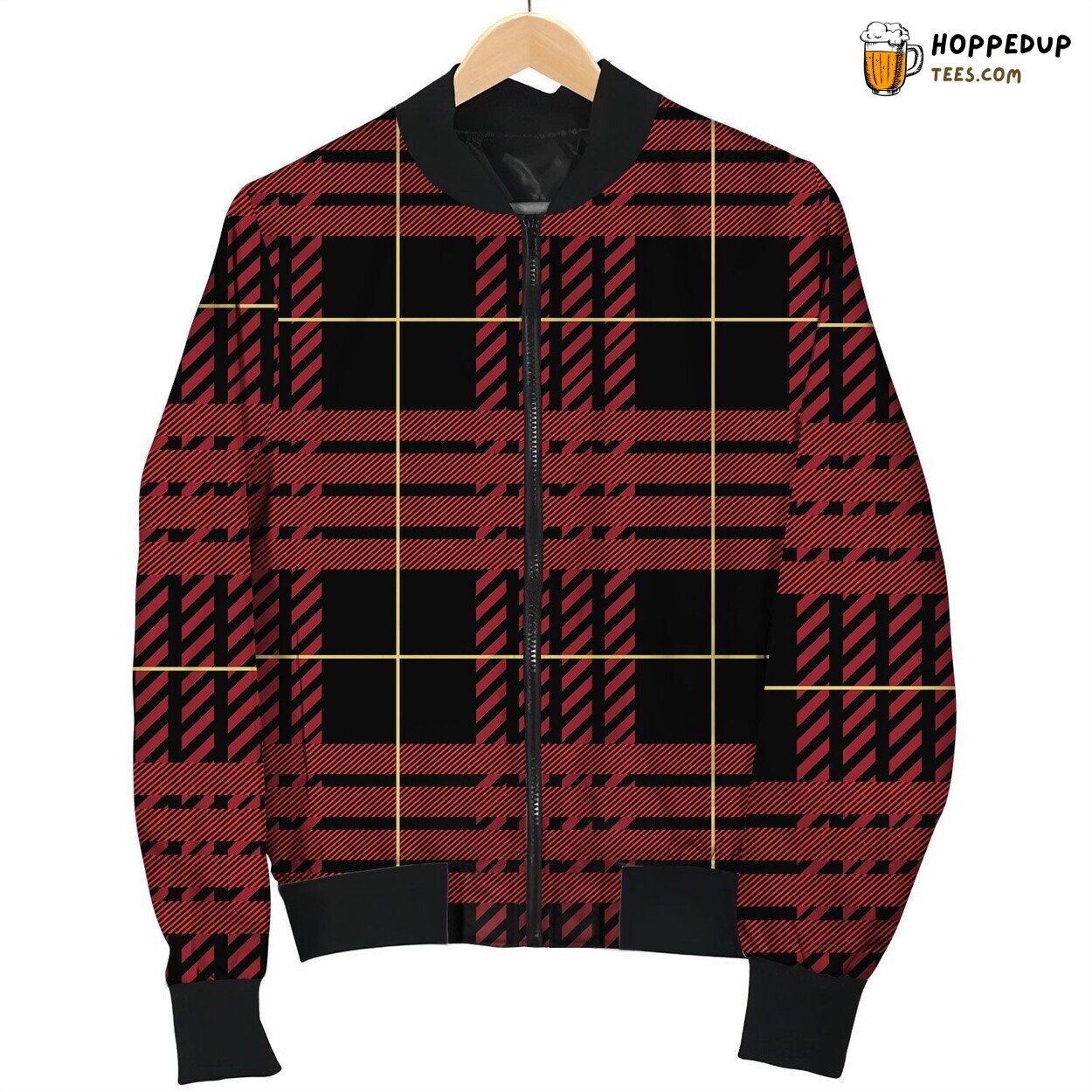 Tartan Black Red Bomber Jacket