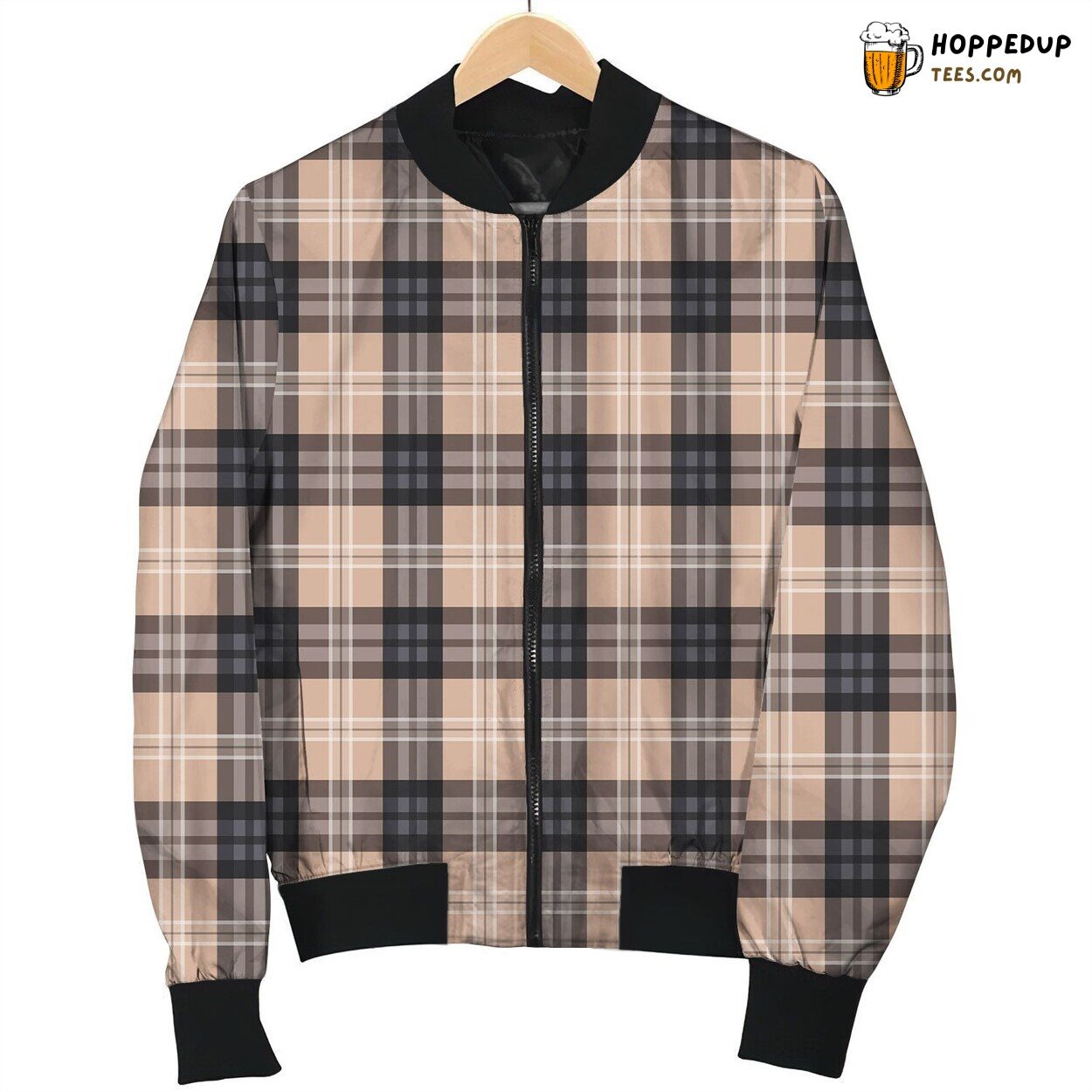 Tartan Brown Black Bomber Jacket