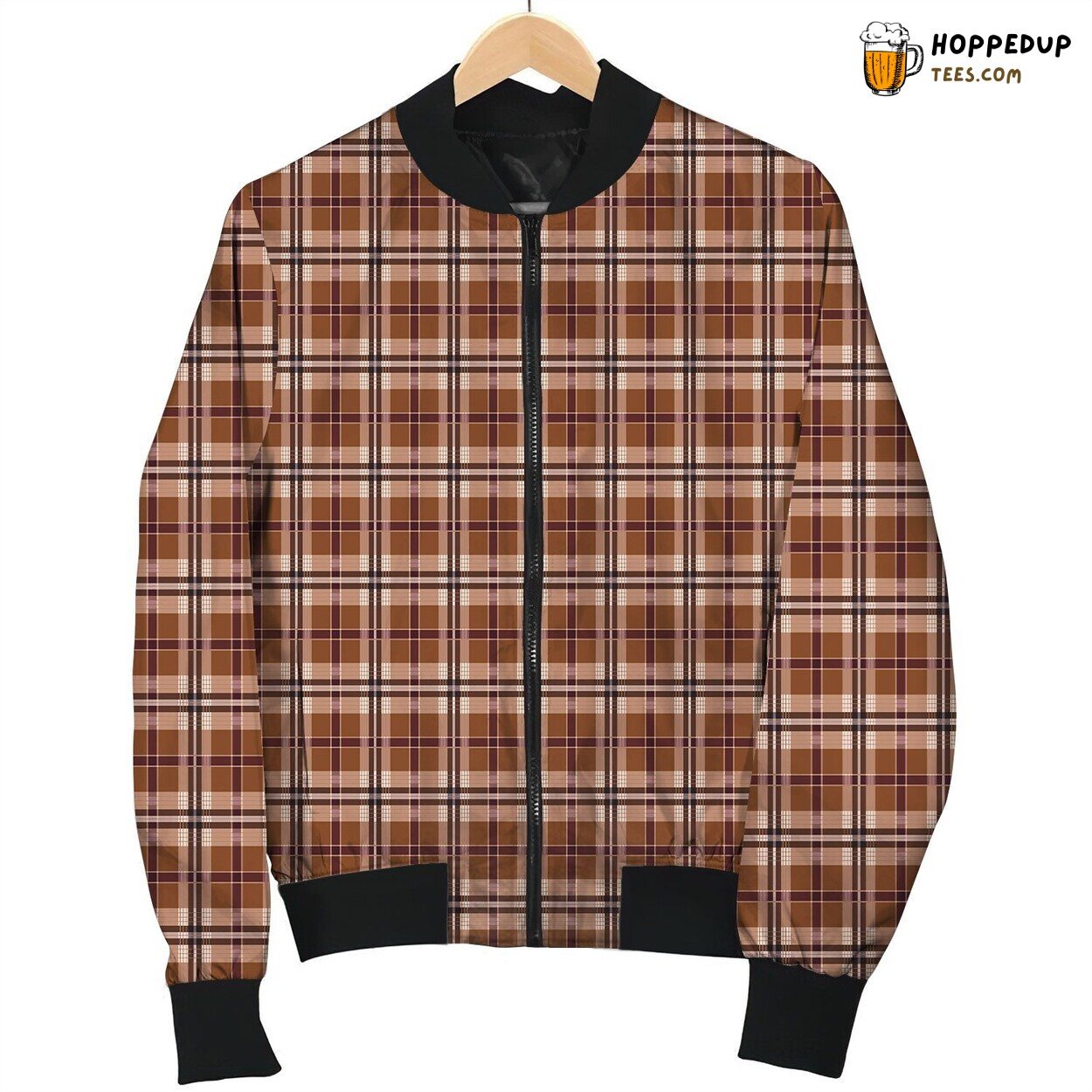 Tartan Brown Cute Bomber Jacket