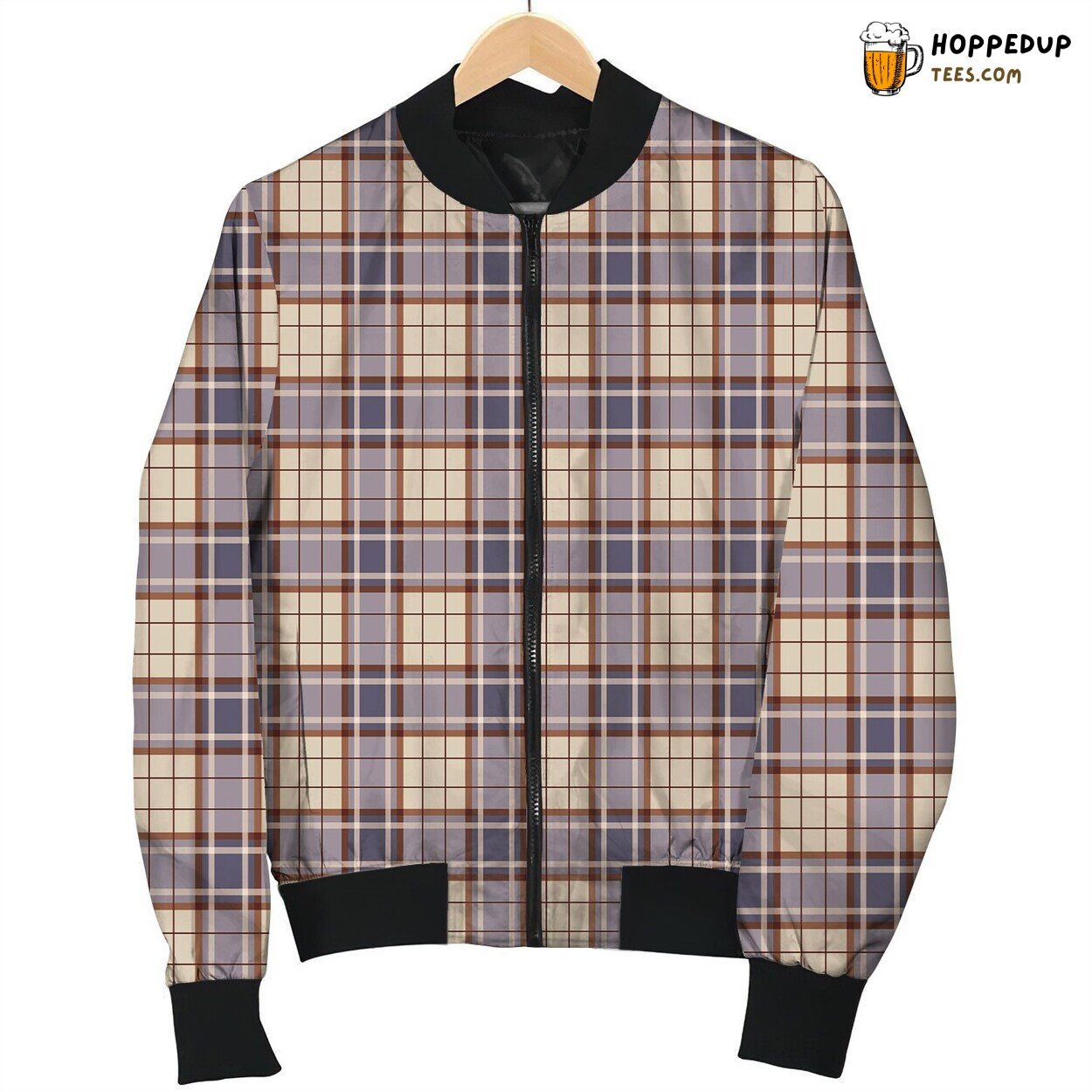 Tartan Brown Tradition Embodied Winter Warmth Bomber Jacket