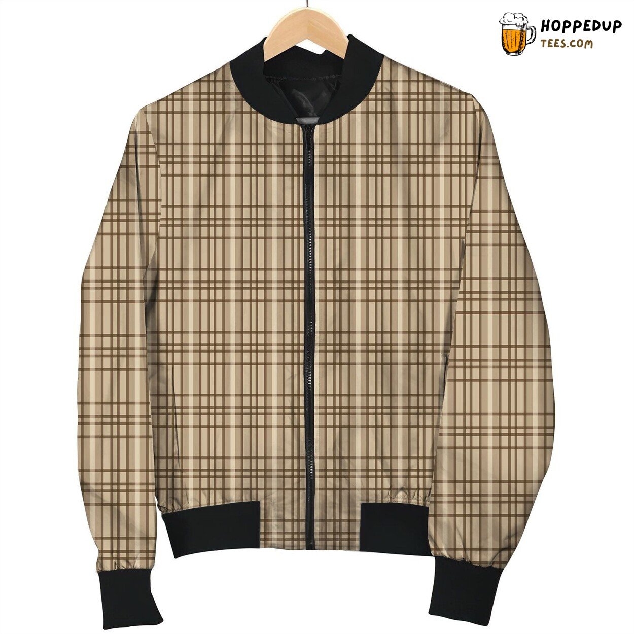 Tartan Brown Yellow Bomber Jacket