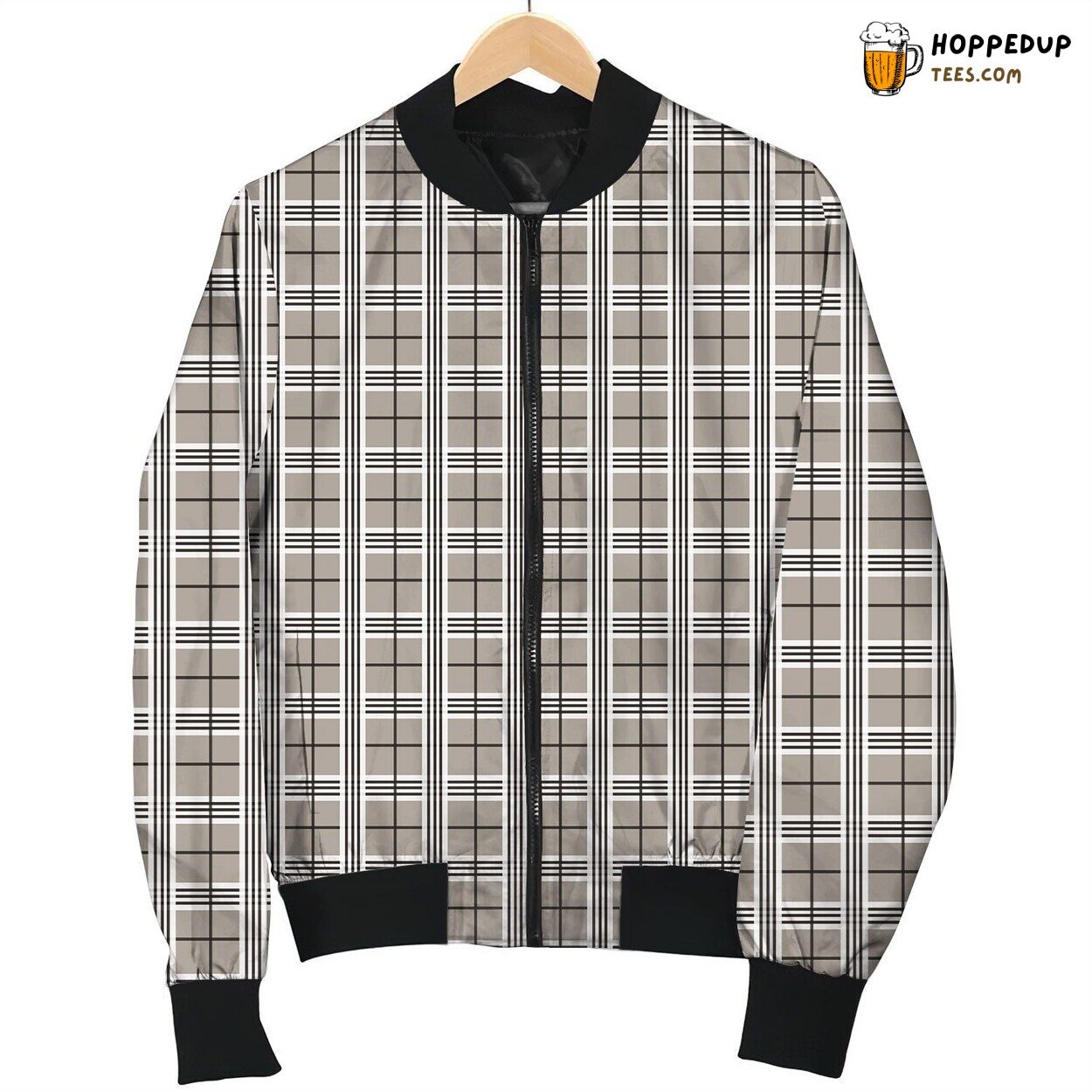 Tartan Grey Black Cute Bomber Jacket
