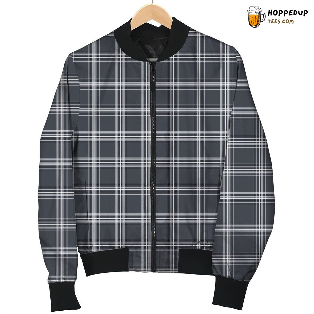 Tartan Grey Blue Adorable Bomber Jacket