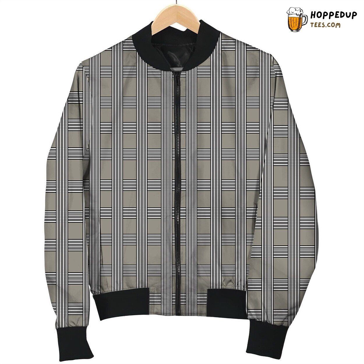 Tartan Grey Brown Cute Bomber Jacket