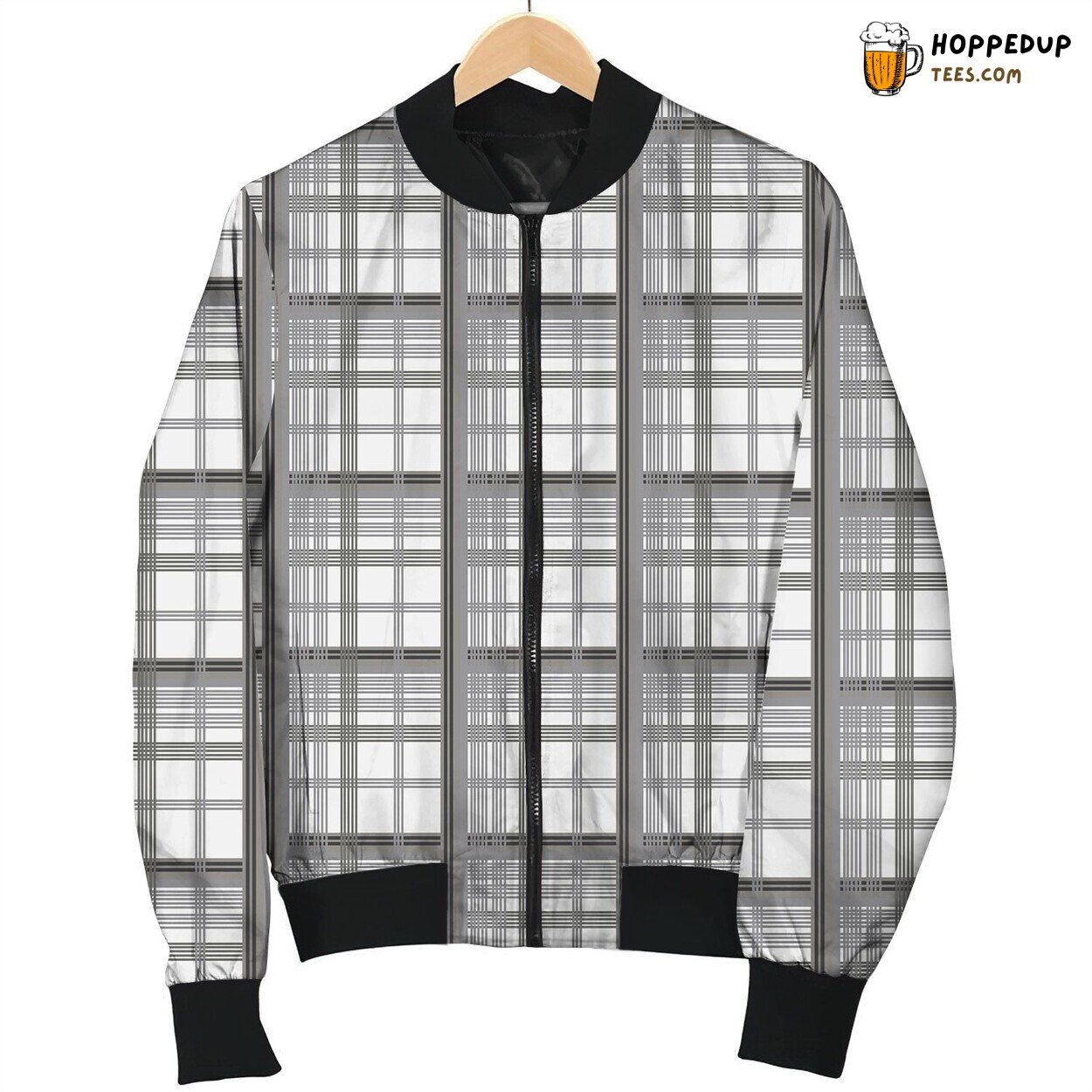 Tartan Grey Traditional Styling Winter Season Bomber Jacket Design