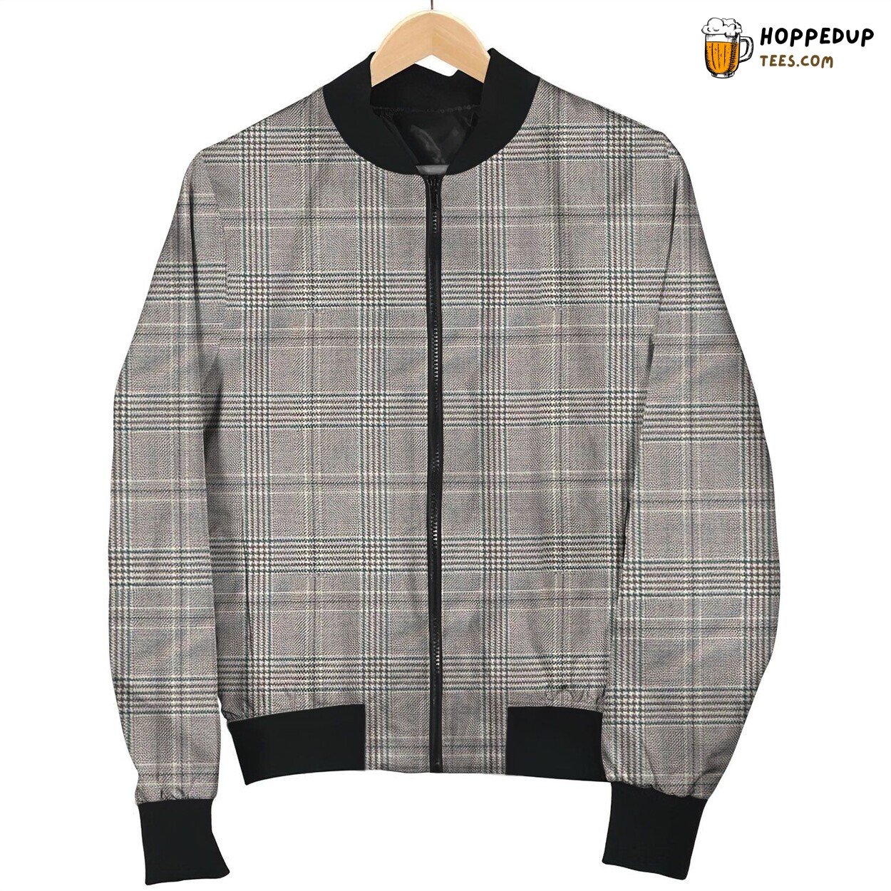 Tartan Grey White Cute Bomber Jacket