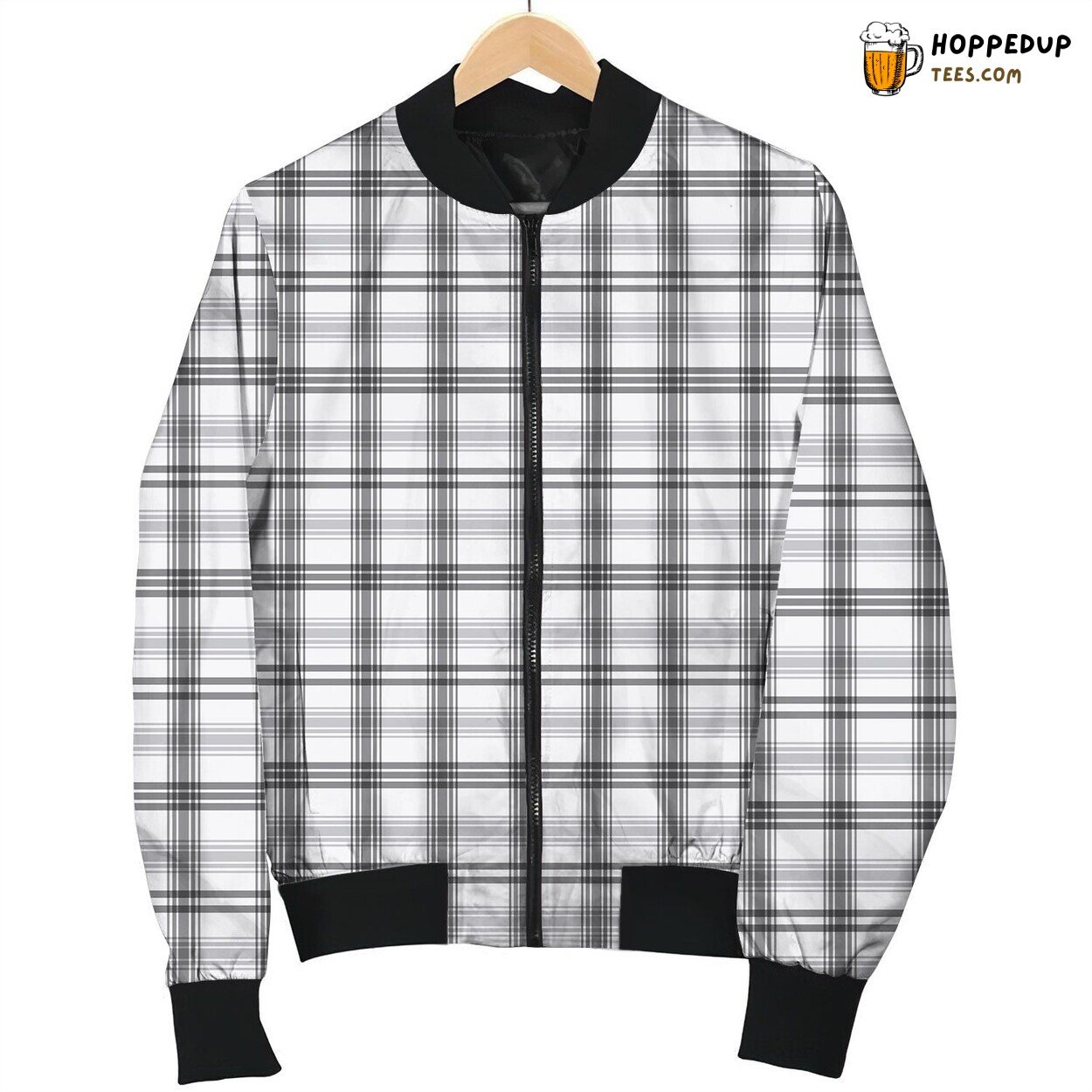 Tartan Grey White Sweet Bomber Jacket