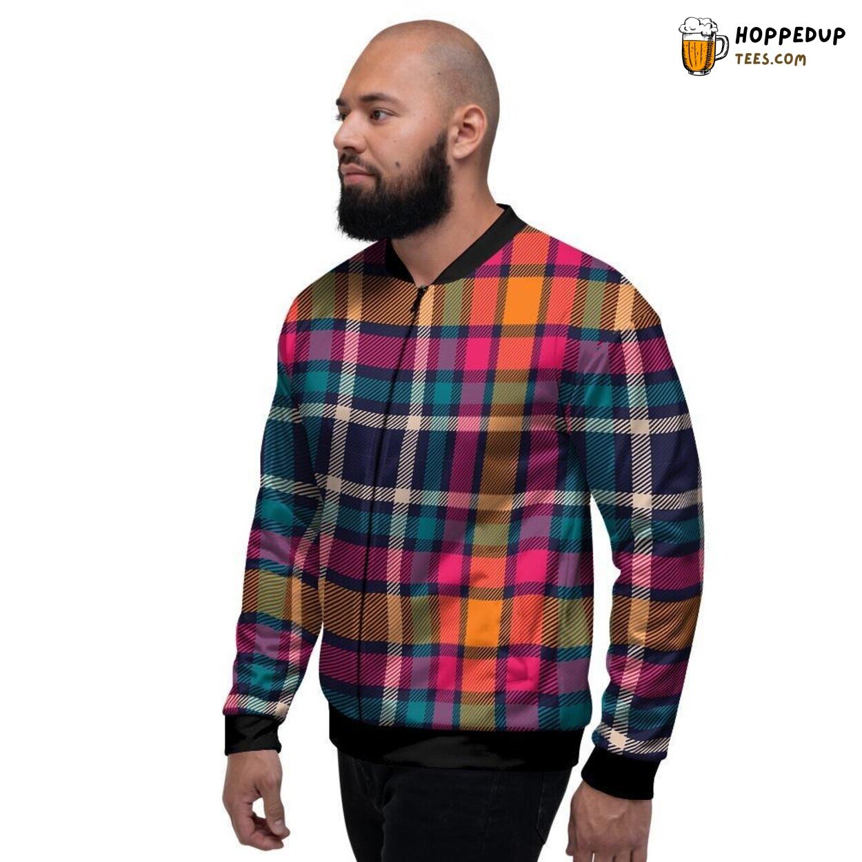 Tartan Plaid In Bright Hues Display Men’s Bomber Jacket Scottish Fashion Revived