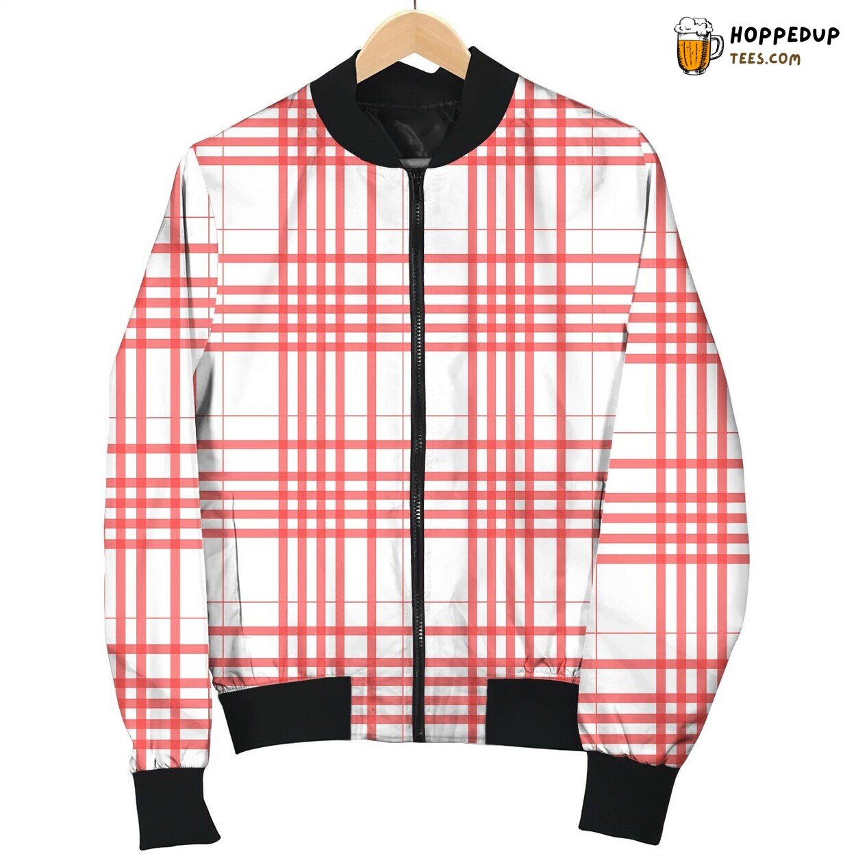 Tartan Red White Bomber Jacket