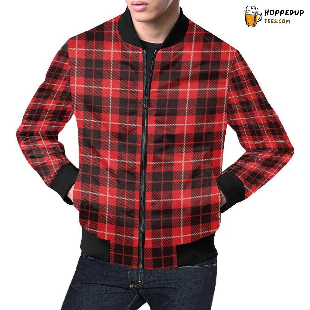 Tartan Royal Stewart Red Men’s Bomber Jacket Scottish Plaid Heritage Design Look