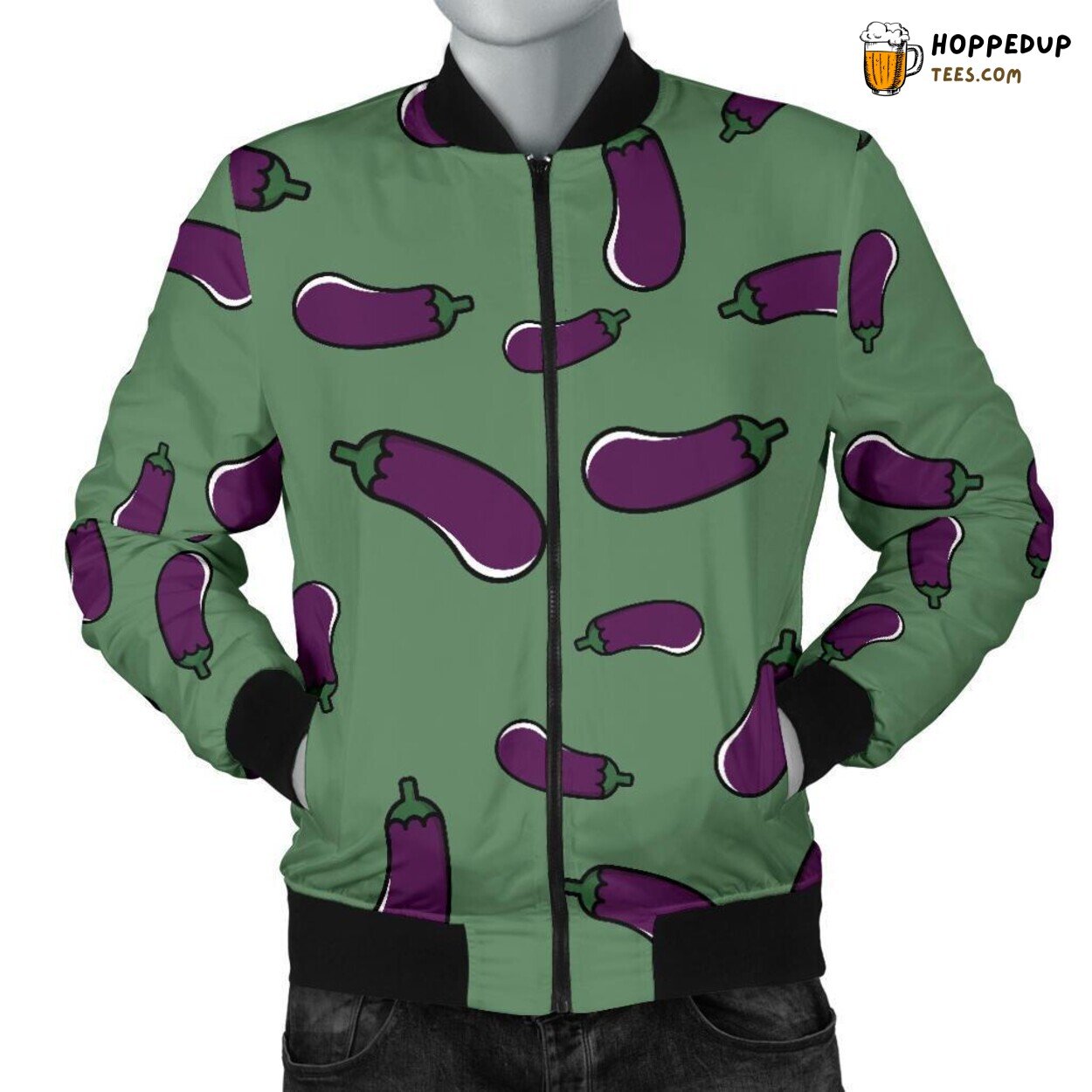 Tasty Eggplant Delight Men’s Bomber Jacket Unique Essence Pattern Showcase