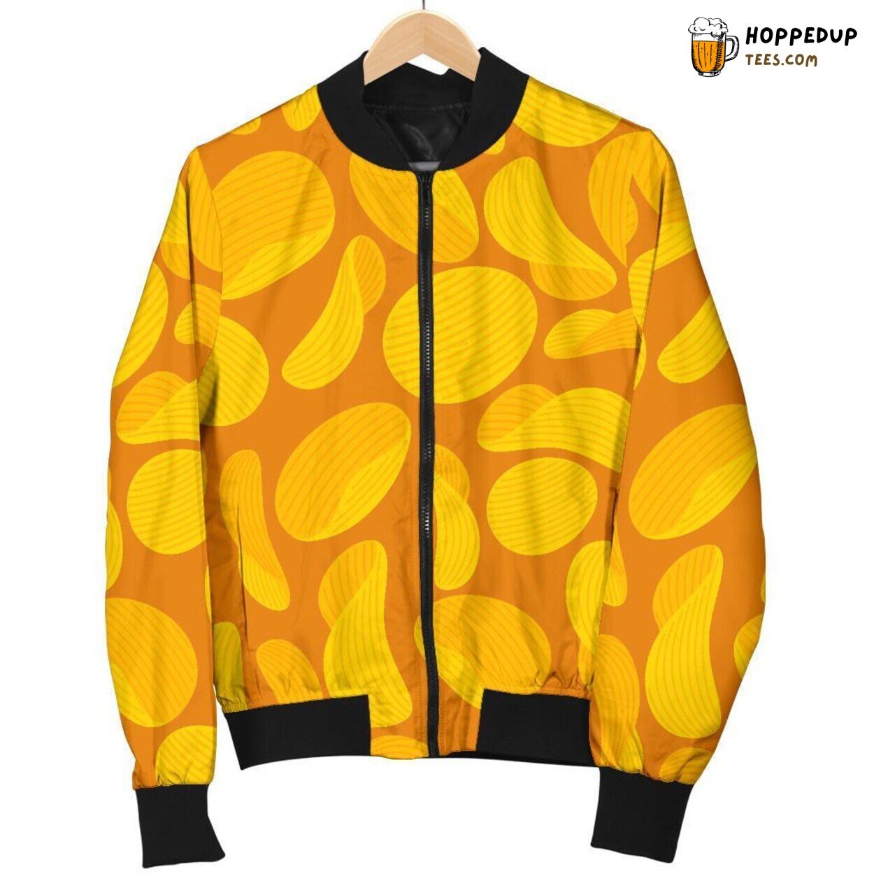 Tasty Potato Chip Snack Art Men’s Bomber Jacket Gourmet Delight Design Tribute