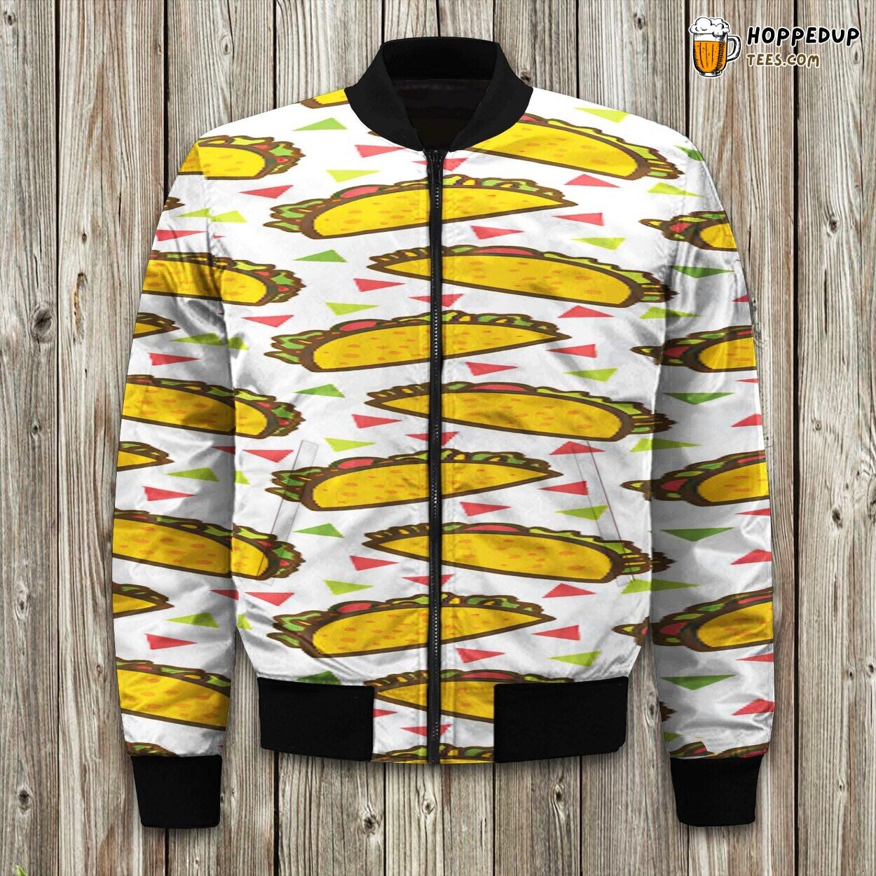 Tasty Tacos Theme Bomber Jacket Winter’s Culinary Delight in Fashion Form