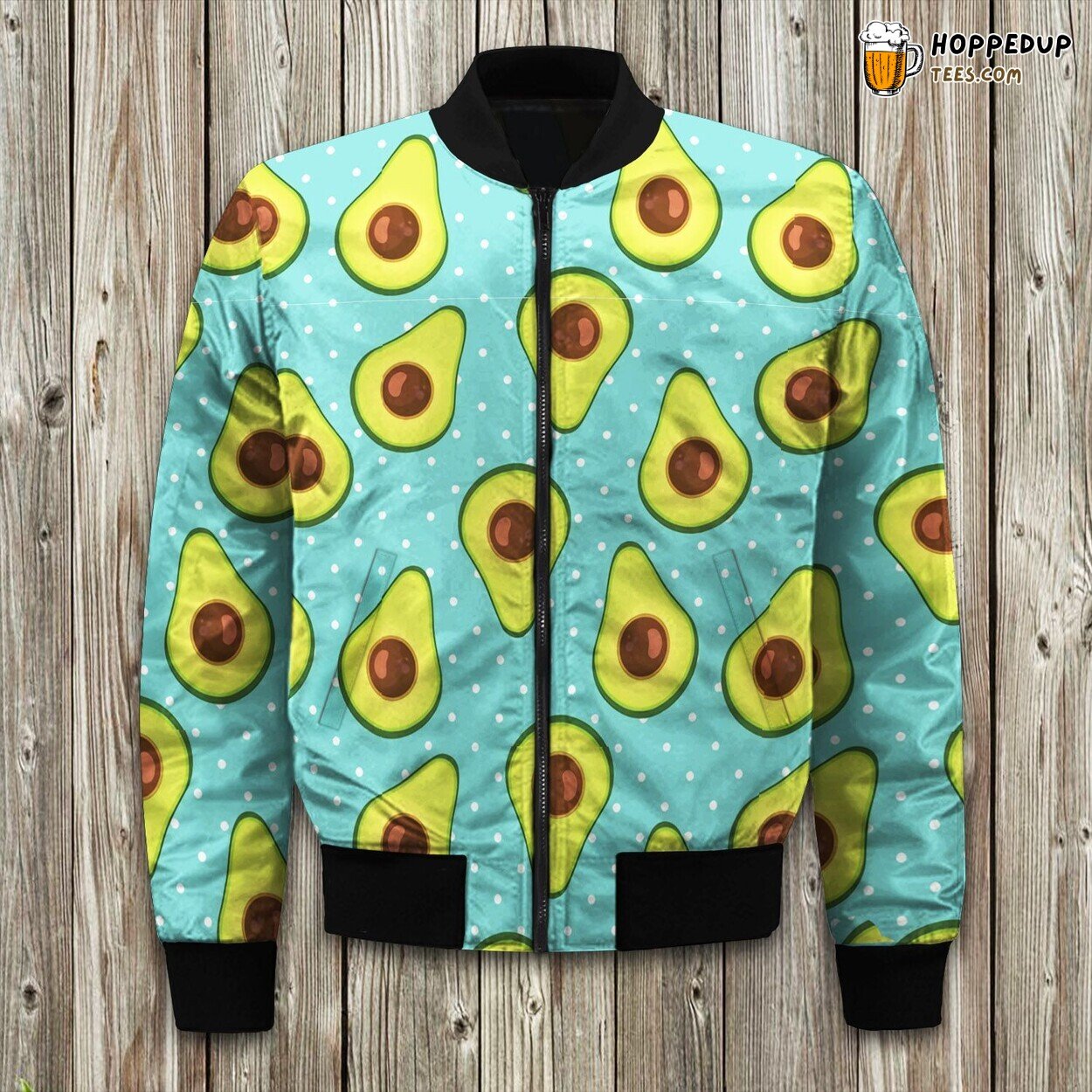 Tasty Trend Avocado Print Winter Bomber Jacket Foodie’s Fashion Statement