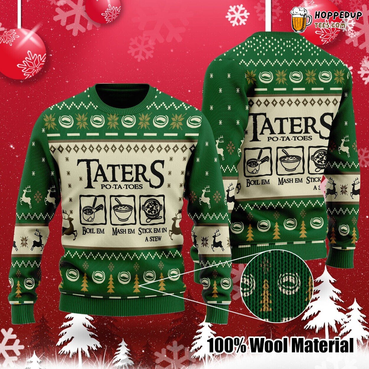 Taters Potatoes LOTR Ugly Christmas Sweater Unique 3D Print Festive
