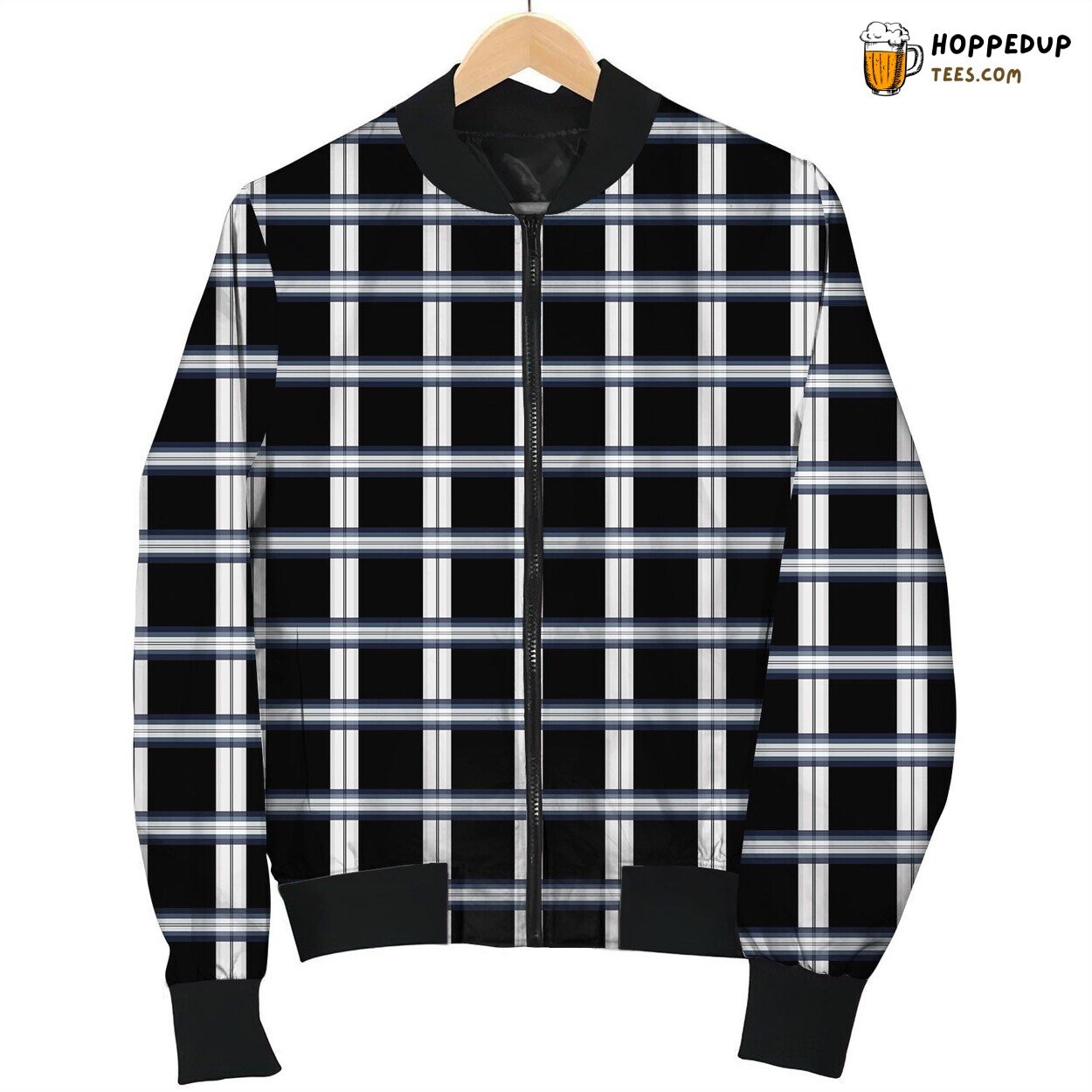 Tattersall Black White Bomber Winter Jacket Unique Collection Design Look