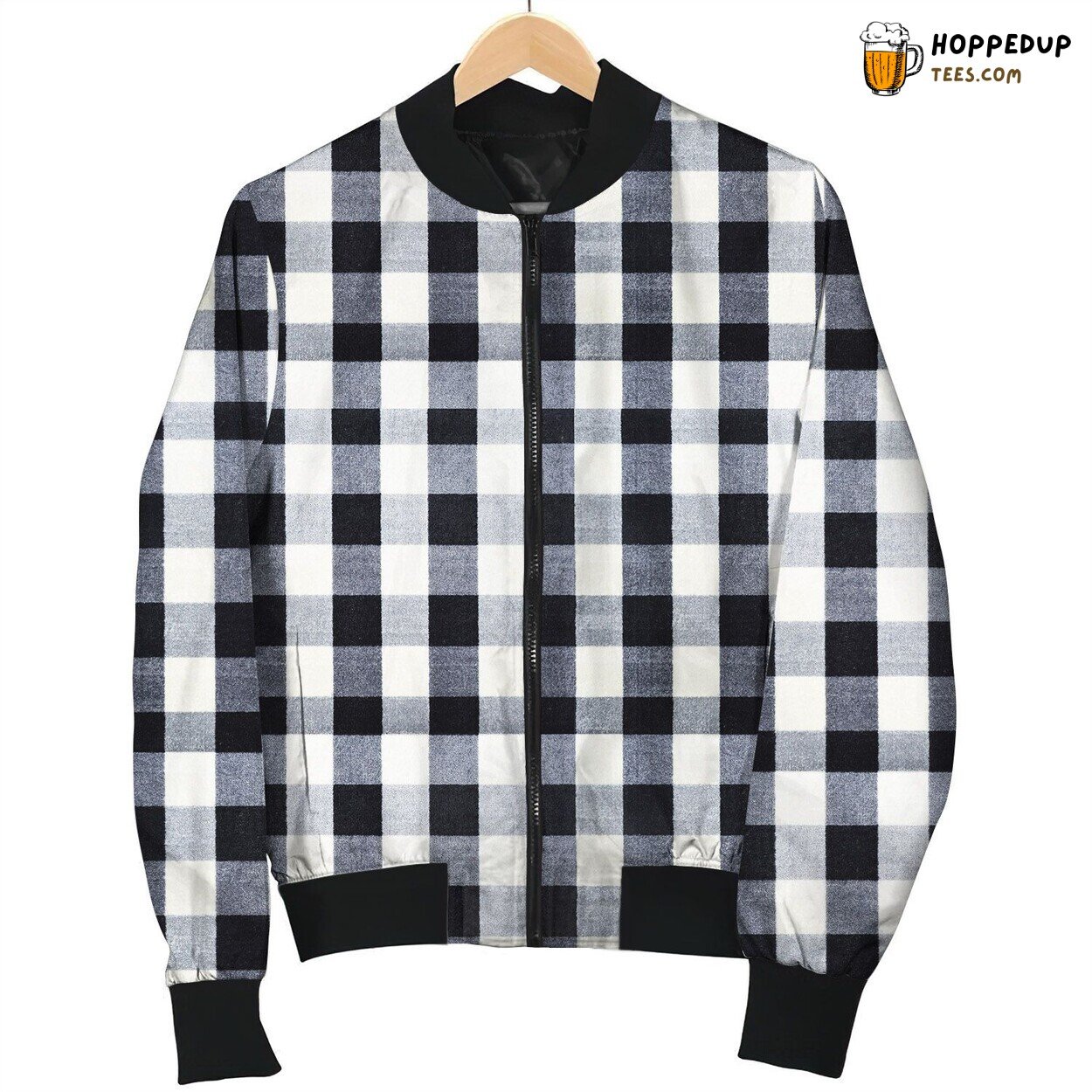 Tattersall Black White Grey Bomber Jacket