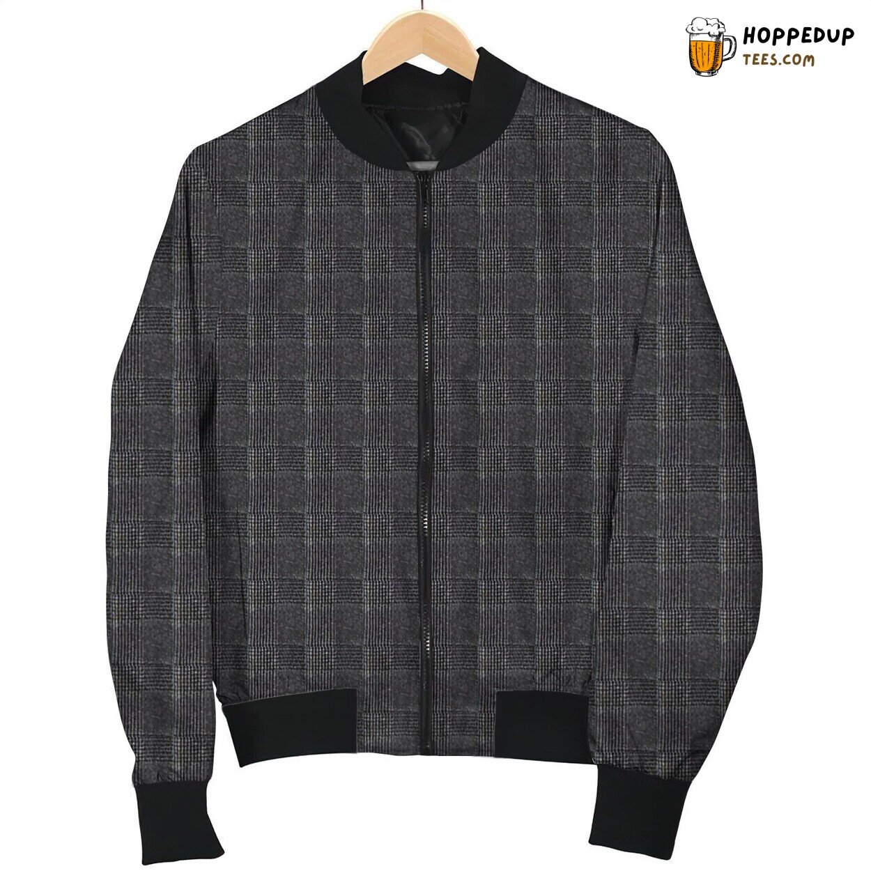 Tattersall Dark Grey Cute Bomber Jacket