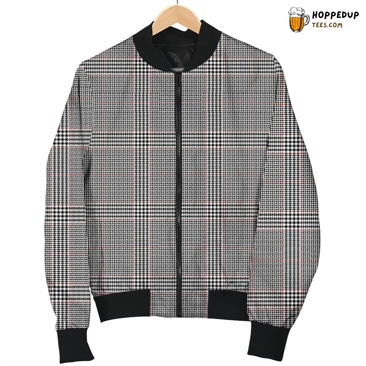 Tattersall Grey Black Cute Bomber Jacket