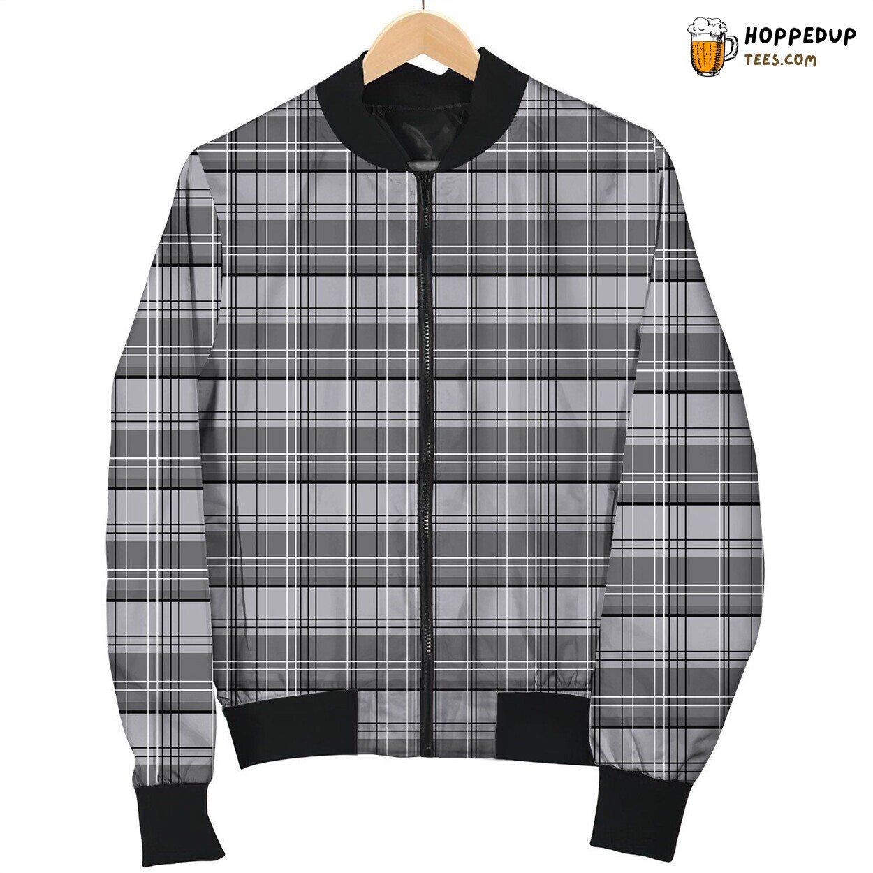 Tattersall Grey Black Love Bomber Jacket