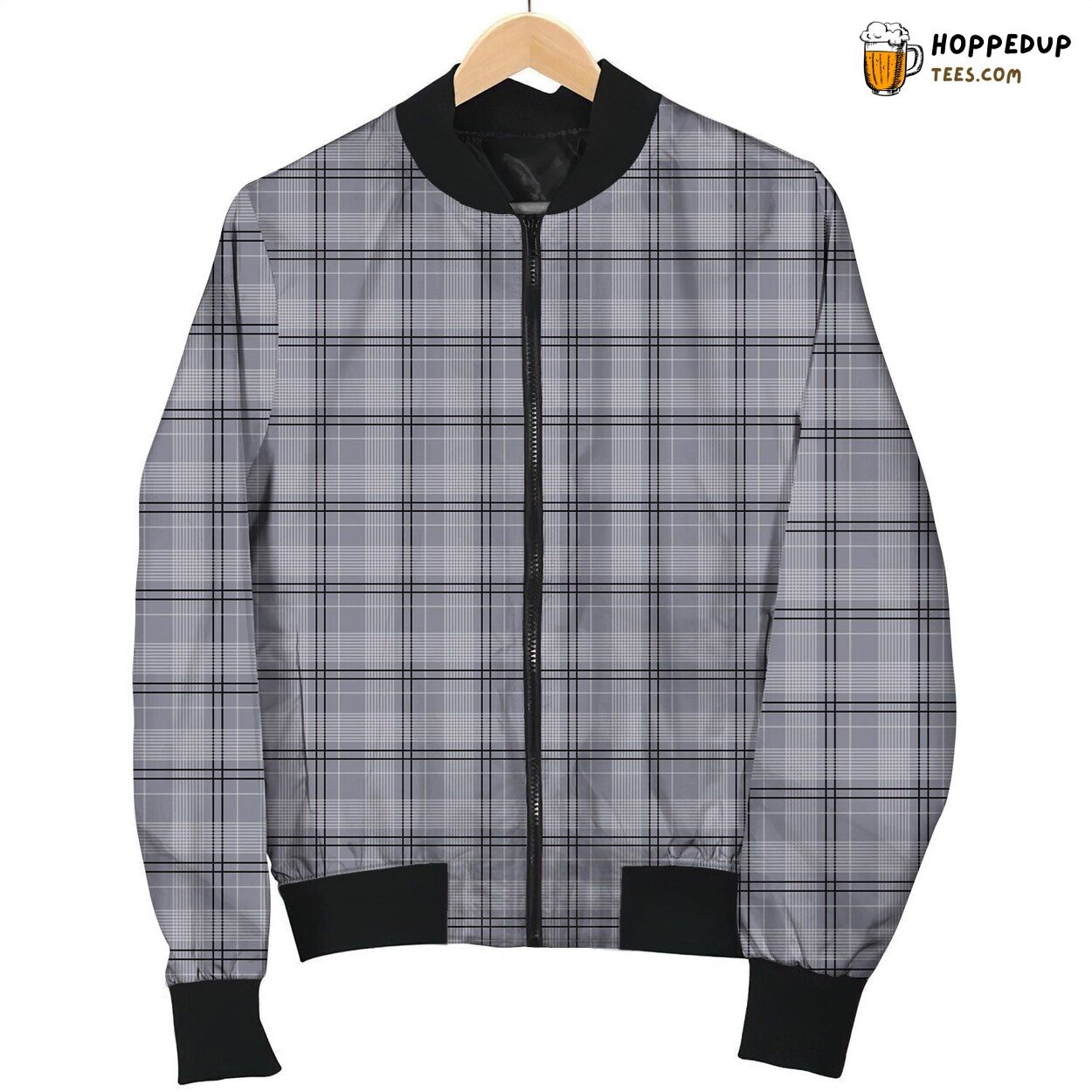 Tattersall Grey Blue Bomber Jacket