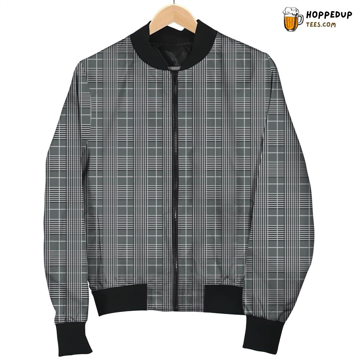 Tattersall Grey Design Bomber Jacket Classic Winter Elegance in Checks
