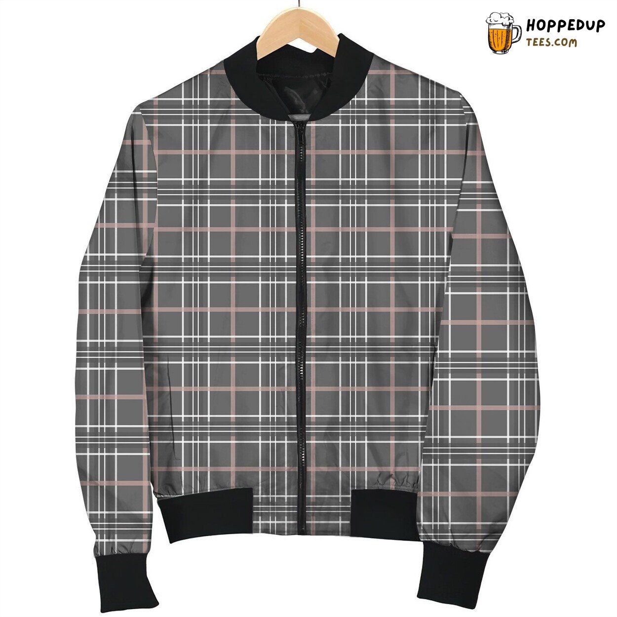 Tattersall Grey Light Pink Bomber Jacket