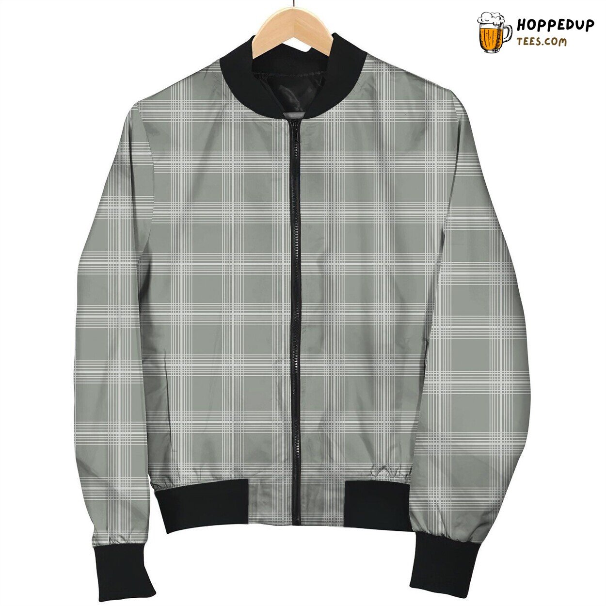 Tattersall Grey Pattern Bomber Jacket Classic Winter Checks and Warmth Fusion